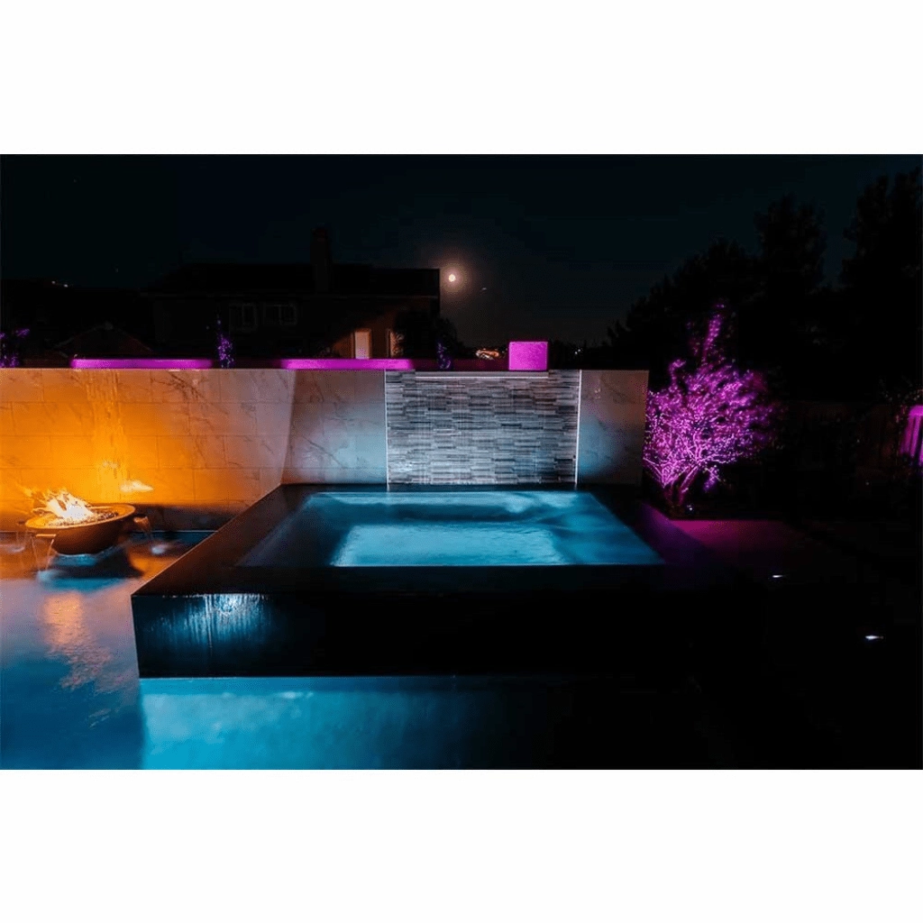The Outdoor Plus Cazo 30" Hammered Copper 4 Way Spill Round 12V Electronic Ignition Fire & Water Bowl OPT-4W30E12V