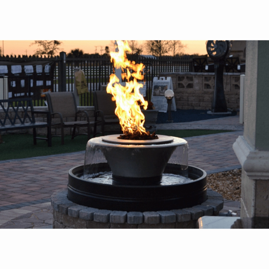 The Outdoor Plus Cazo 36 Hammered Copper 360 Spill Round Match Lit Fire & Water Bowl OPT-36FW360