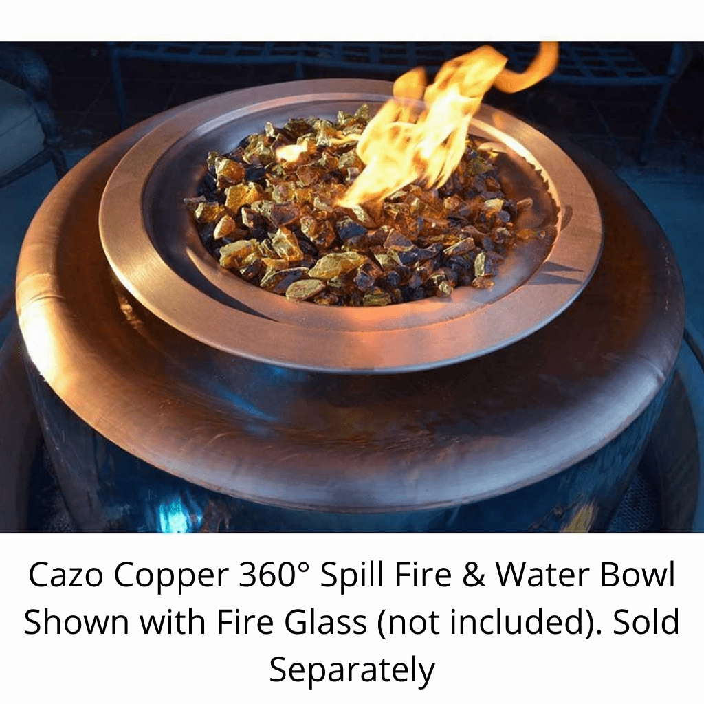 The Outdoor Plus Cazo 36 Hammered Copper 360 Spill Round Match Lit Fire & Water Bowl OPT-36FW360