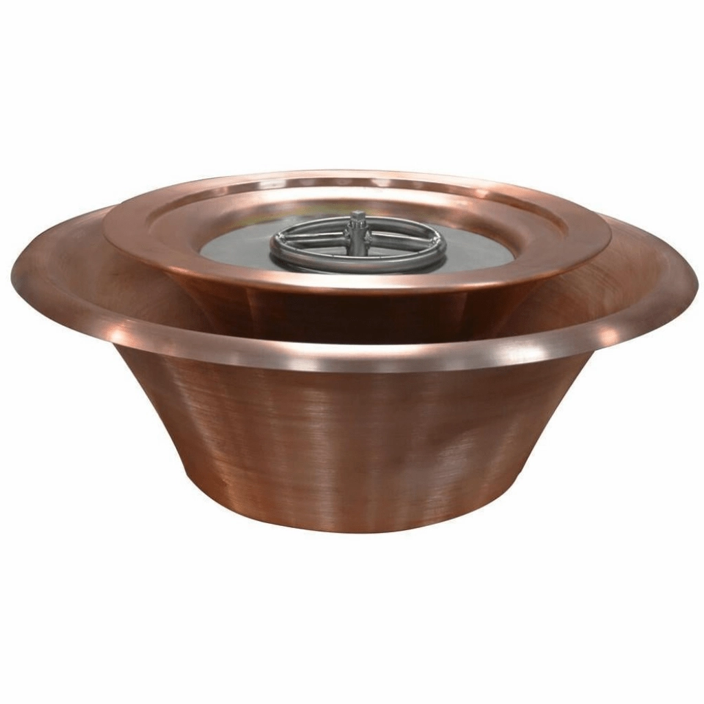 The Outdoor Plus Cazo 36 Hammered Copper 360 Spill Round Match Lit Fire & Water Bowl OPT-36FW360