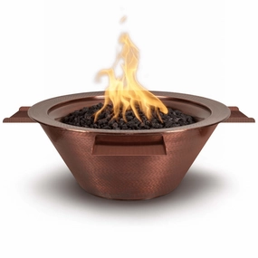 The Outdoor Plus Cazo 36" Hammered Copper 4 Way Spill Round Match Lit Fire & Water Bowl OPT-4W36portable outdoor fire pit with lid