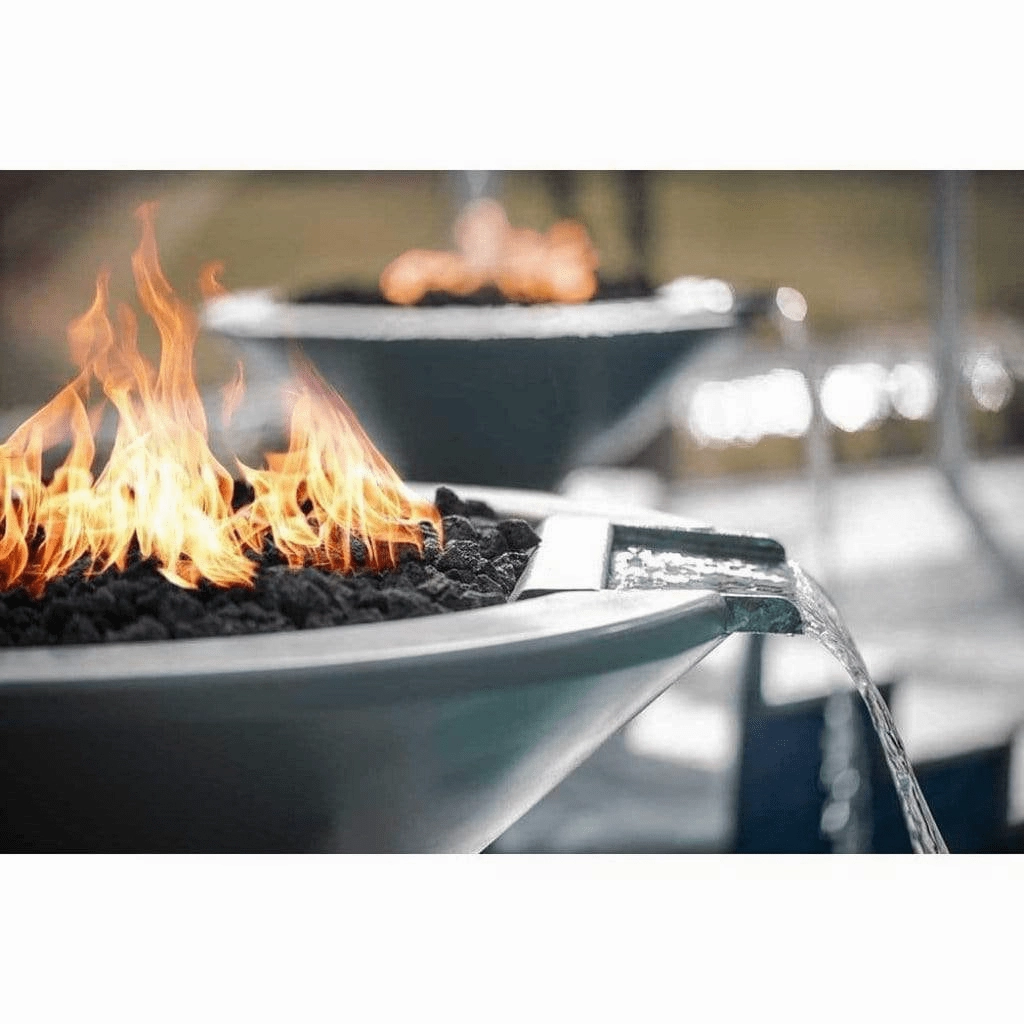 The Outdoor Plus Cazo GFRC 36" Match Lit Concrete Round Fire & Water Bowl OPT-36RFW