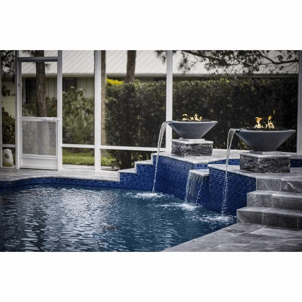 The Outdoor Plus Cazo GFRC 36" Match Lit Concrete Round Fire & Water Bowl OPT-36RFW