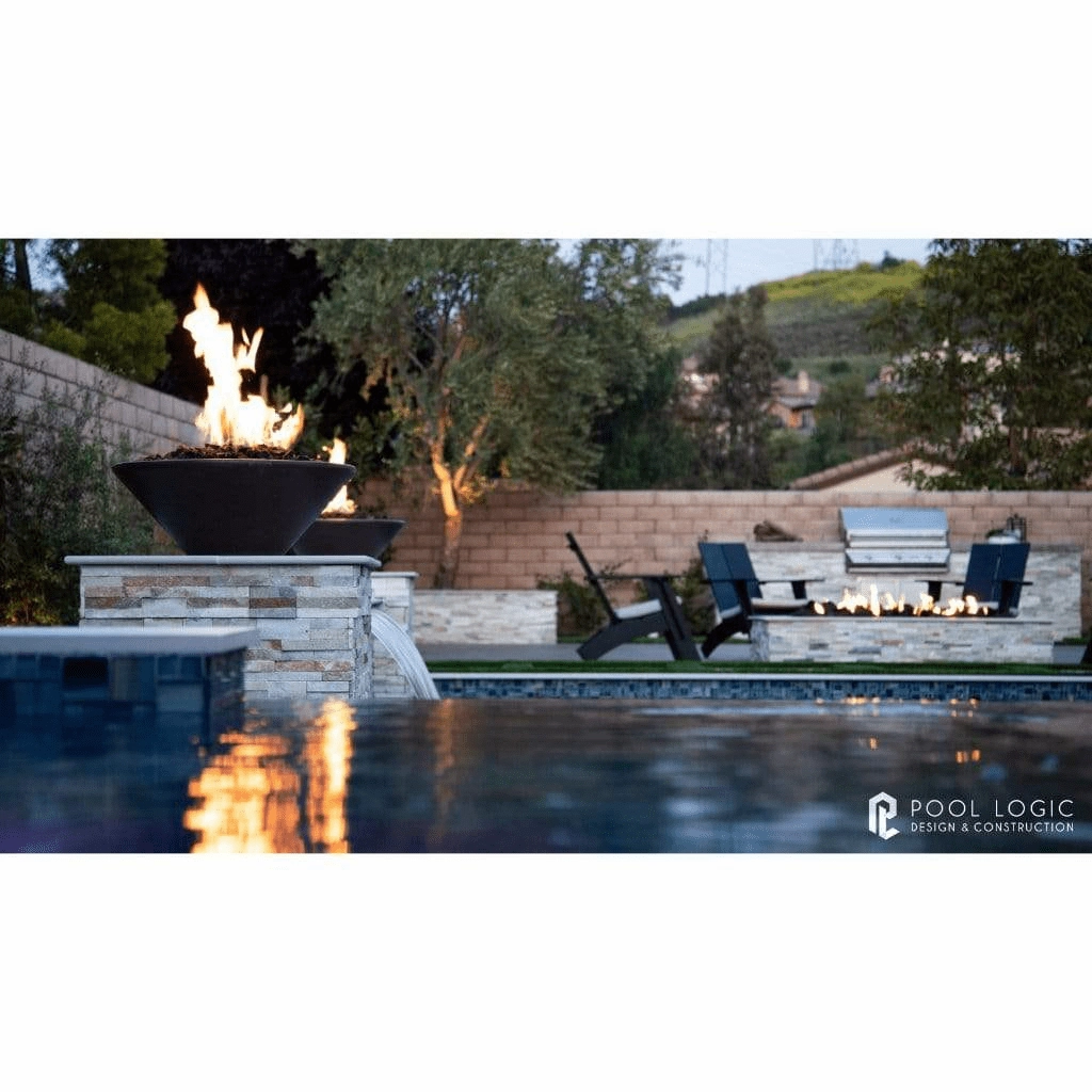 The Outdoor Plus Cazo GFRC 36" Match Lit Concrete Round Fire & Water Bowl OPT-36RFW