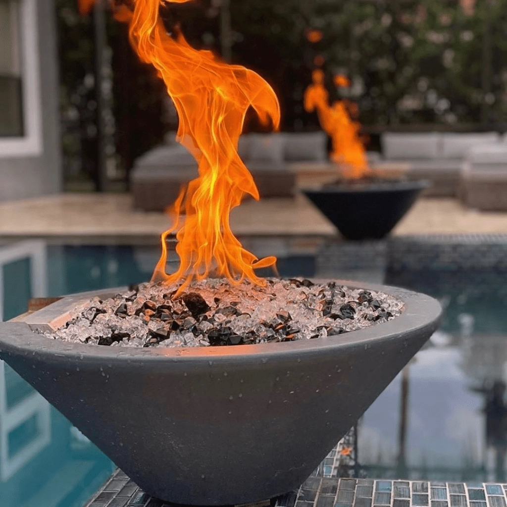 The Outdoor Plus Cazo GFRC 36" Match Lit Concrete Round Fire Bowl OPT-36RFO