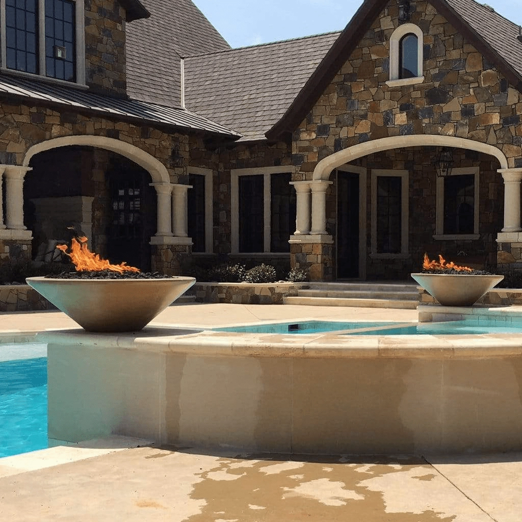 The Outdoor Plus Cazo GFRC 36" Match Lit Concrete Round Fire Bowl OPT-36RFO