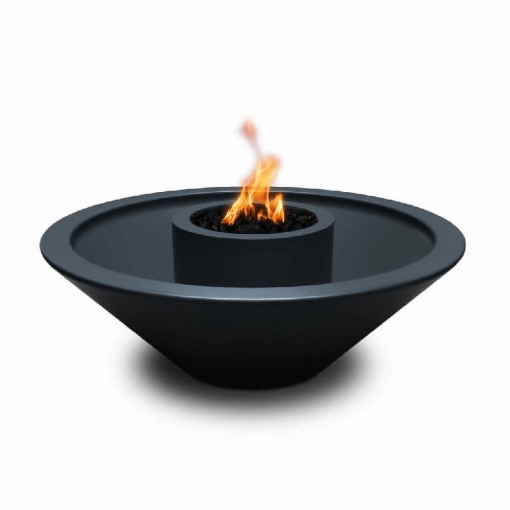 The Outdoor Plus Cazo GFRC 48 Concrete 360 Spill Round 12V Electronic Ignition Fire & Water Bowl OPT-48CZFW360E12V
