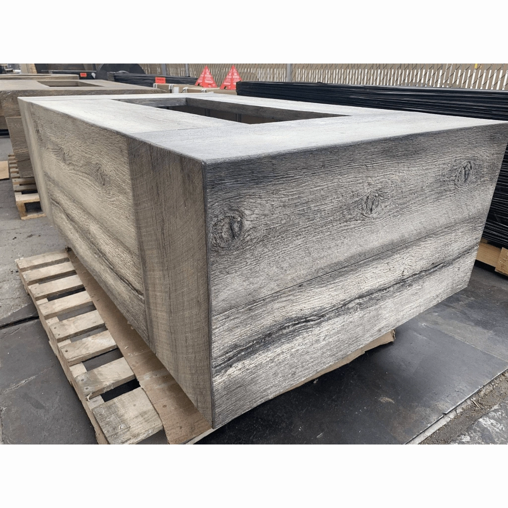 The Outdoor Plus Coronado 60" GFRC Wood Grain 12V Electronic Ignition Concrete Rectangle Gas Fire Pit OPT-COR60E12V
