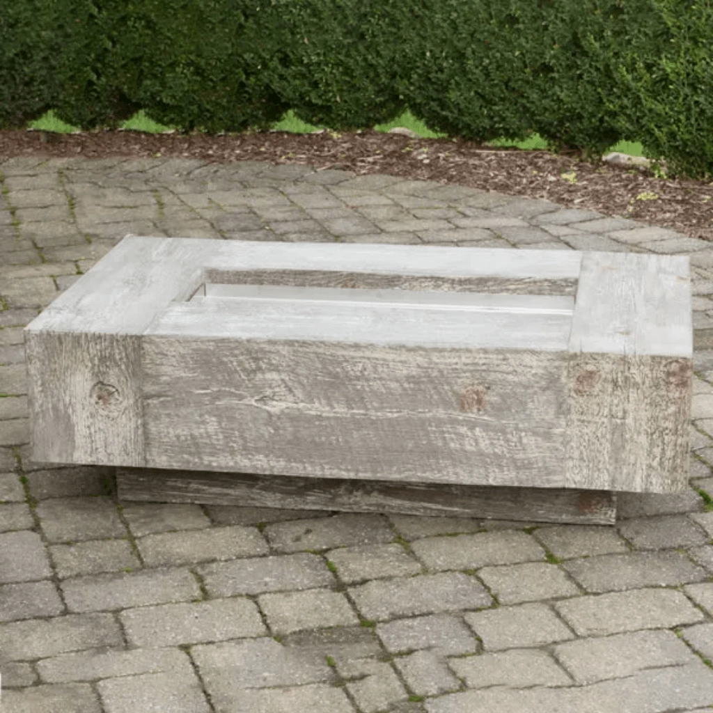 The Outdoor Plus Coronado 60" GFRC Wood Grain 12V Electronic Ignition Concrete Rectangle Gas Fire Pit OPT-COR60E12V