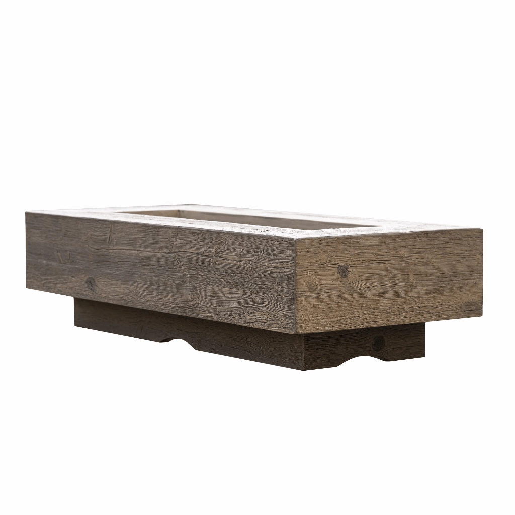 The Outdoor Plus Coronado 60" GFRC Wood Grain 12V Electronic Ignition Concrete Rectangle Gas Fire Pit OPT-COR60E12V