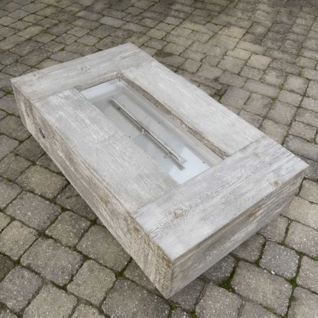 The Outdoor Plus Coronado 60" GFRC Wood Grain 12V Electronic Ignition Concrete Rectangle Gas Fire Pit OPT-COR60E12V