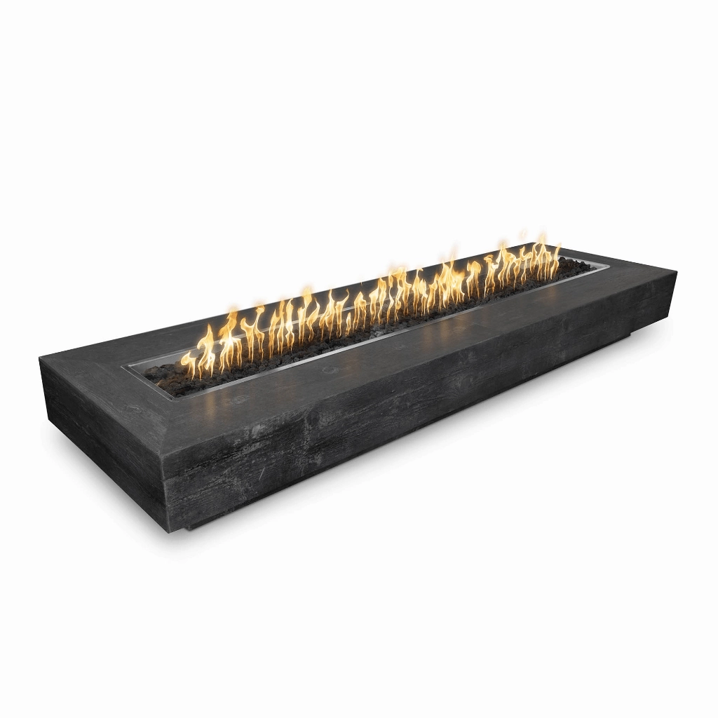 The Outdoor Plus Coronado 60" GFRC Wood Grain 12V Electronic Ignition Concrete Rectangle Gas Fire Pit OPT-COR60E12V