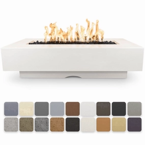 The Outdoor Plus Del Mar GFRC 60" 110V Electronic Ignition Concrete Rectangle Fire Pit Table OPT-DEL6028EKIToutdoor fire table set with chairs