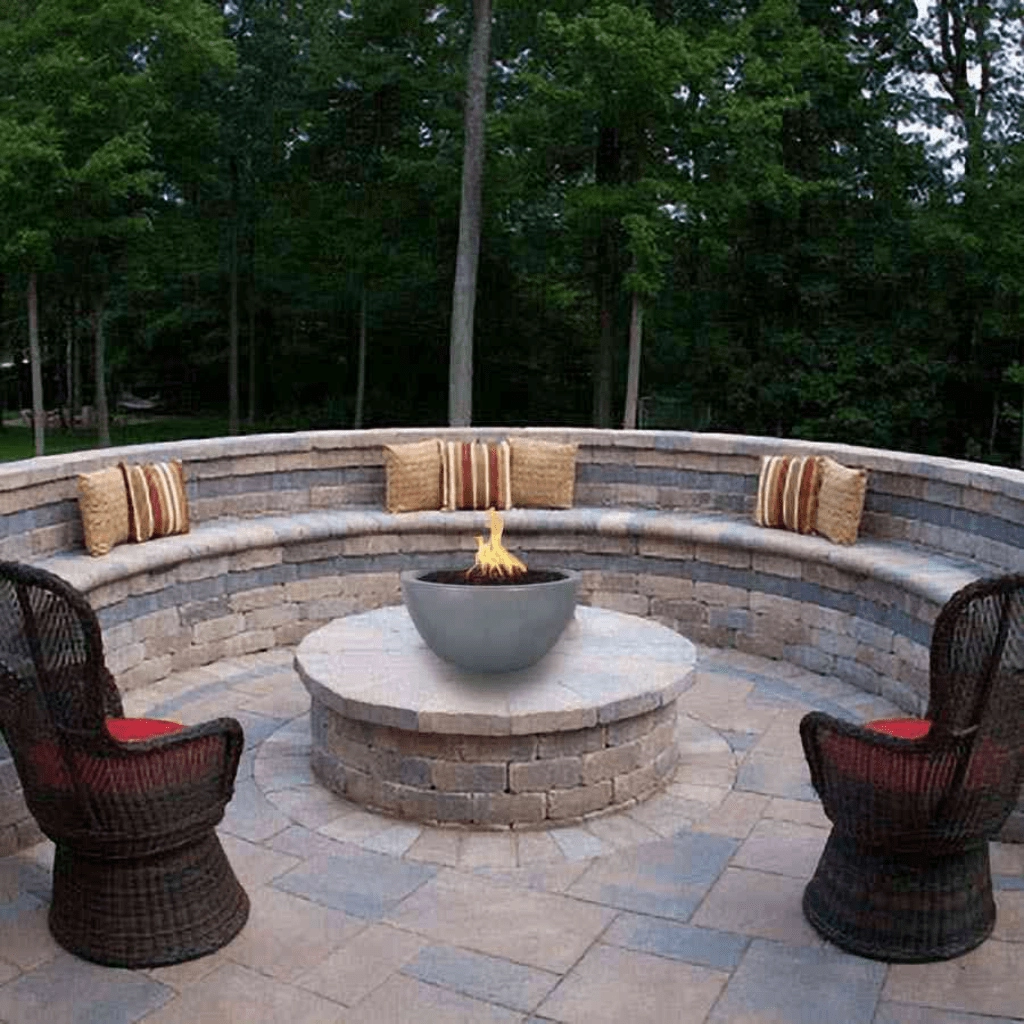 The Outdoor Plus Luna GFRC 30" Concrete Round Match Lit Fire Bowl OPT-LUNFO30