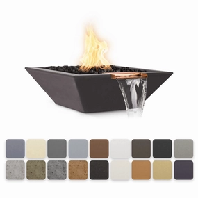 The Outdoor Plus Maya GFRC 24" 12V Electronic Ignition Concrete Square Fire & Water Bowl OPT-24SFWE12Vportable outdoor fire pit with lid