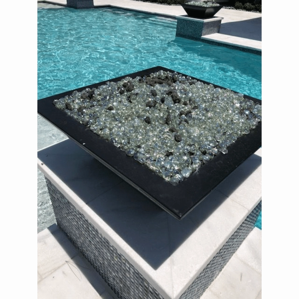 The Outdoor Plus Maya GFRC 24" 12V Electronic Ignition Concrete Square Fire Bowl OPT-24SFOE12V