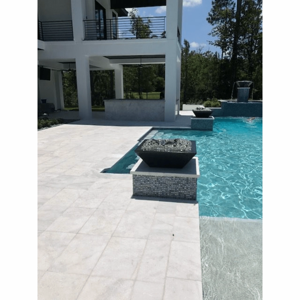 The Outdoor Plus Maya GFRC 24" 12V Electronic Ignition Concrete Square Fire Bowl OPT-24SFOE12V