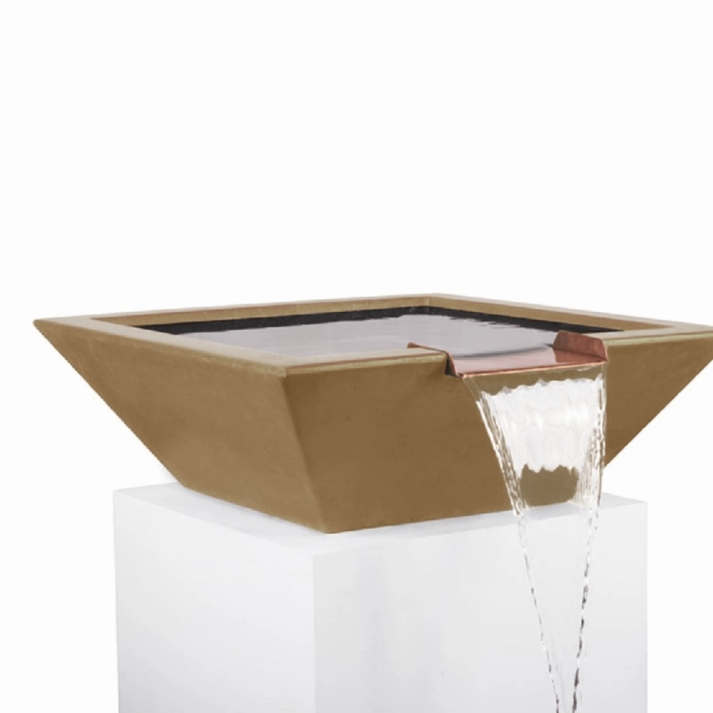 The Outdoor Plus Maya GFRC 30" Concrete Square Water Bowl OPT-30SWO