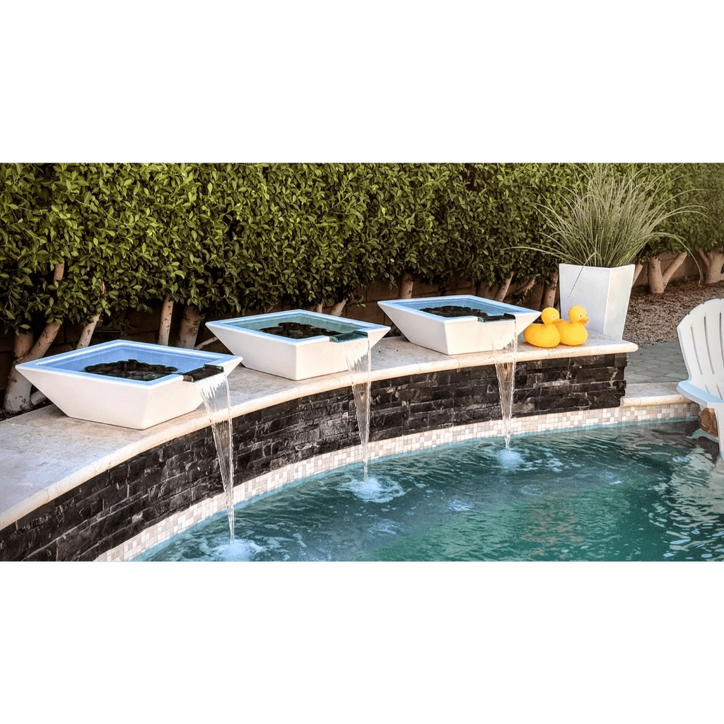The Outdoor Plus Maya GFRC 30" Concrete Square Water Bowl OPT-30SWO