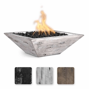 The Outdoor Plus Maya GFRC 30" Wood Grain Concrete Square 12V Electronic Ignition Fire Bowl OPT-30SWGFOE12Vportable outdoor fire pit with lid