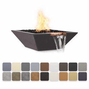 The Outdoor Plus Maya GFRC 36" Match Lit Concrete Square Fire & Water Bowl OPT-36SFWportable outdoor fire pit with lid