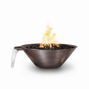 The Outdoor Plus Remi 31" Match Lit Hammered Copper Round Fire & Water Bowl OPT-31RCFWportable outdoor fire pit with lid