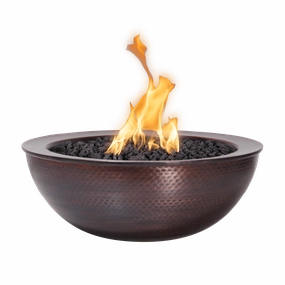 The Outdoor Plus Sedona 27" Hammered Copper Round Match Lit Fire Bowl OPT-27RCPRFOportable outdoor fire pit with lid