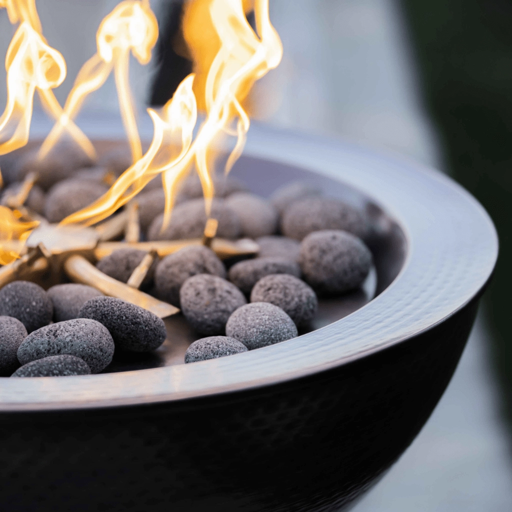 The Outdoor Plus Sedona 27" Hammered Copper Round Match Lit Fire Bowl OPT-27RCPRFO
