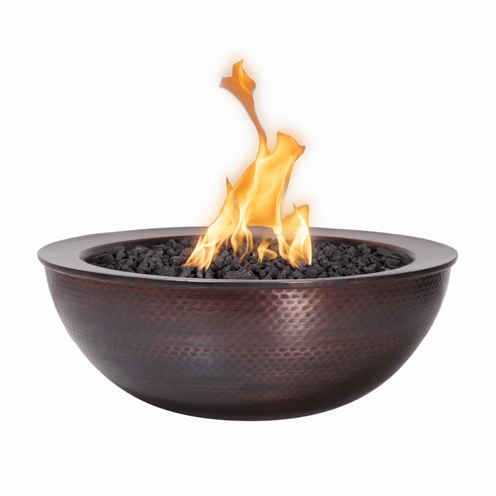 The Outdoor Plus Sedona 27" Hammered Copper Round Match Lit Fire Bowl OPT-27RCPRFOportable outdoor fire pit with lid