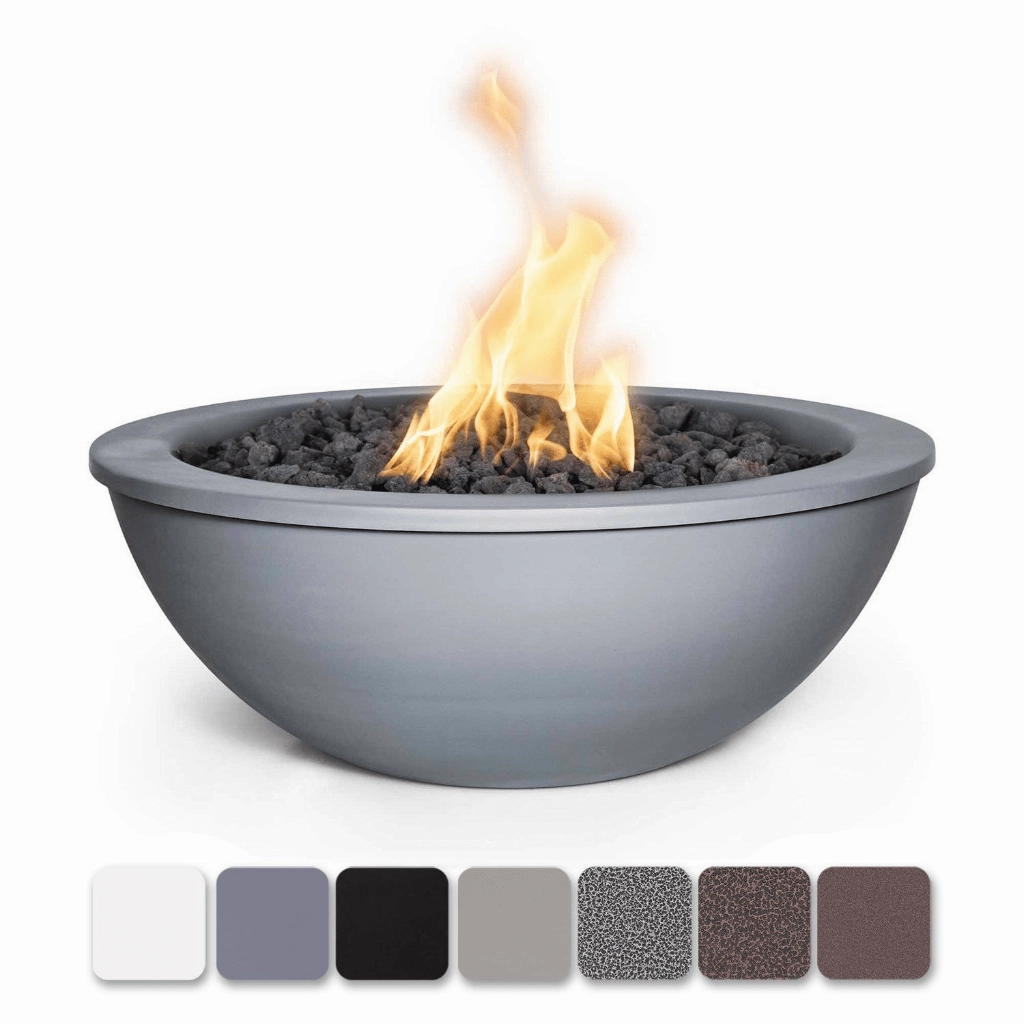 The Outdoor Plus Sedona 27" Powder Coated Steel Round Match Lit Fire Bowl OPT-27RPCFOportable outdoor fire pit with lid