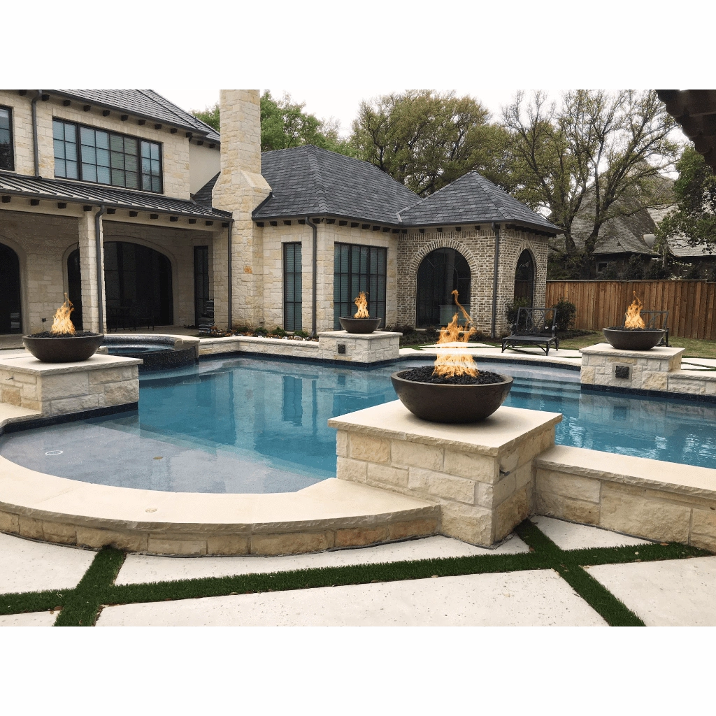 The Outdoor Plus Sedona GFRC 27" Concrete Round 12V Electronic Ignition Fire Bowl OPT-27RFOE12V