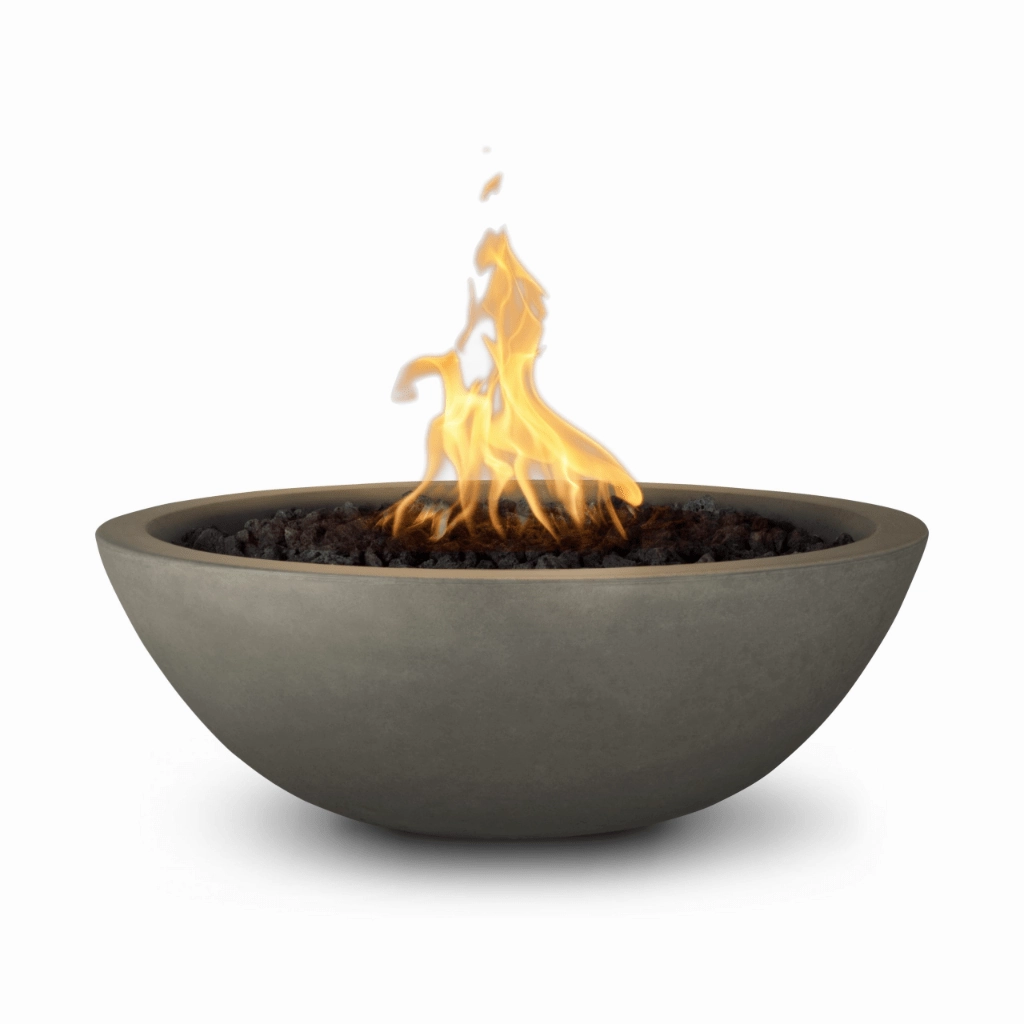 The Outdoor Plus Sedona GFRC 27" Concrete Round 12V Electronic Ignition Fire Bowl OPT-27RFOE12V