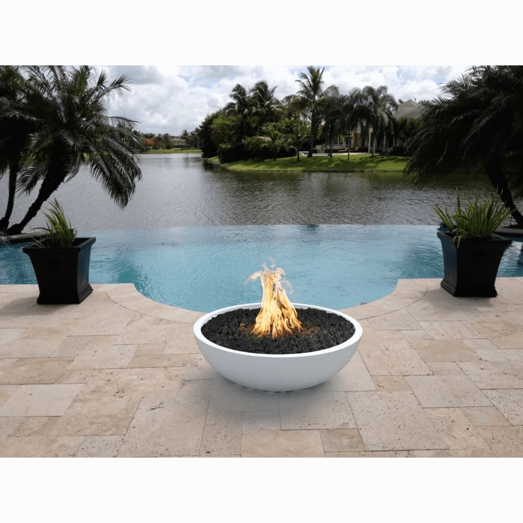 The Outdoor Plus Sedona GFRC 33" Concrete Round Match Lit Fire Bowl OPT-33RFO