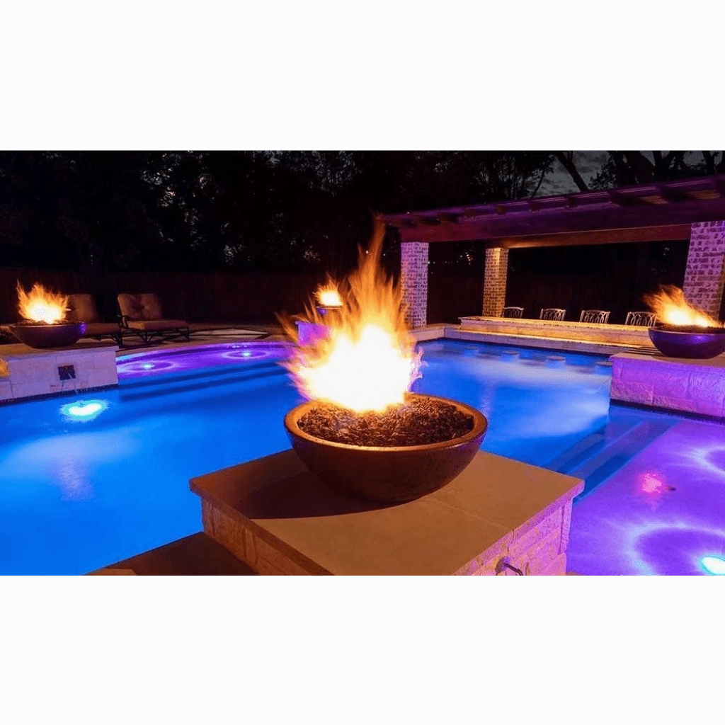 The Outdoor Plus Sedona GFRC 33" Concrete Round Match Lit Fire Bowl OPT-33RFO
