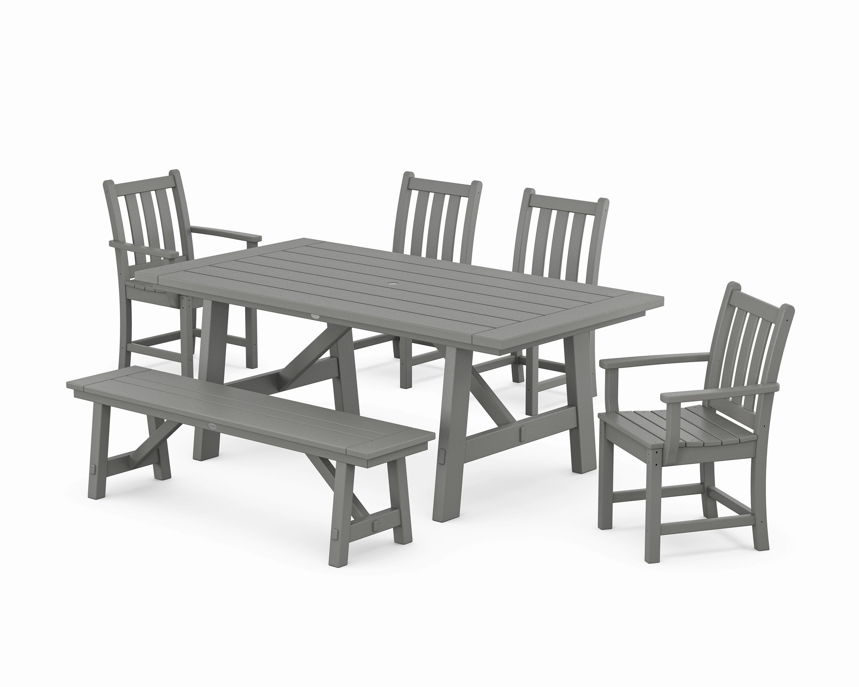 Traditional Garden 6-Piece Rustic Farmhouse Dining Set With Benchoutdoor patio furniture set