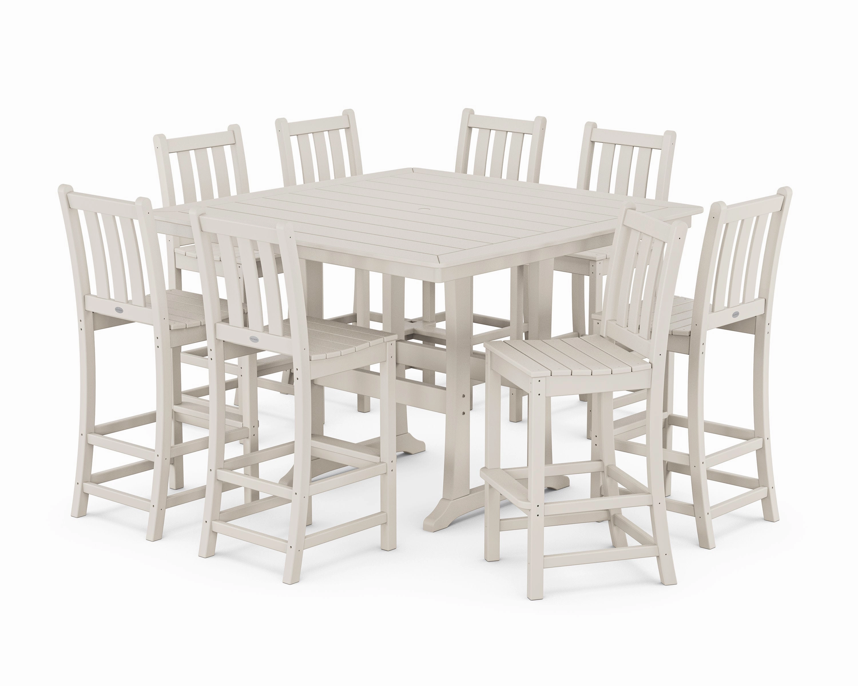 Traditional Garden 9-Piece Nautical Trestle Bar Set