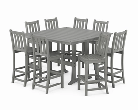 Traditional Garden 9-Piece Nautical Trestle Bar Setoutdoor patio furniture set