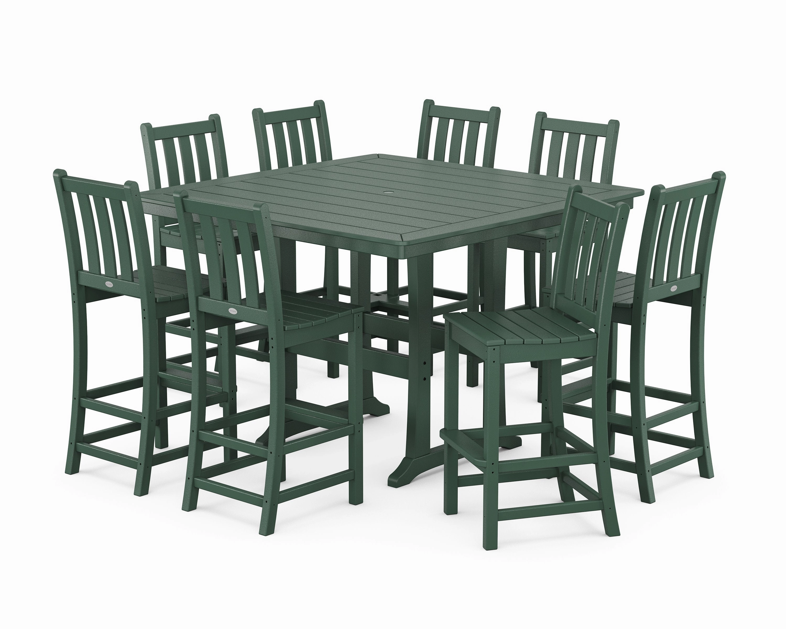 Traditional Garden 9-Piece Nautical Trestle Bar Set