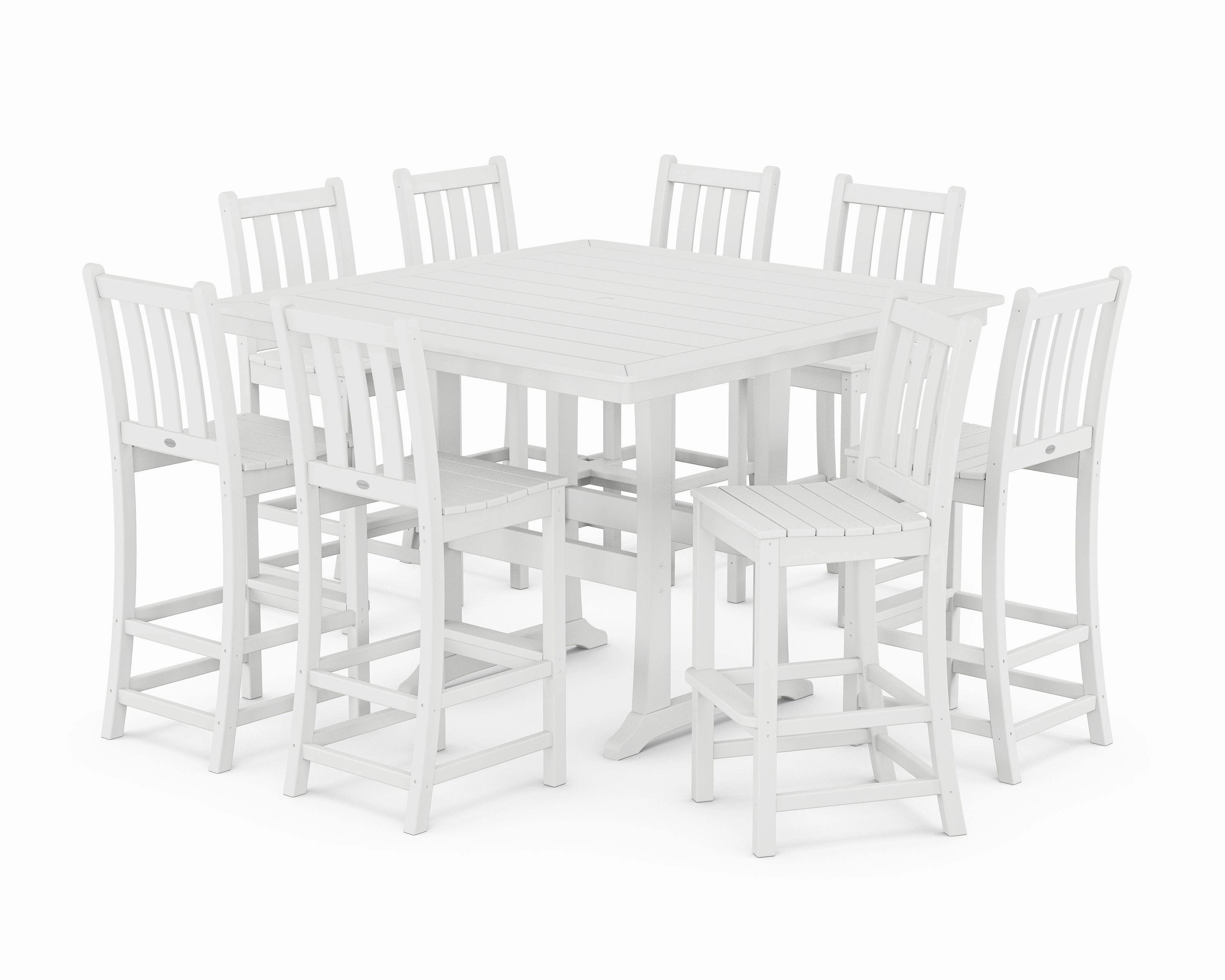 Traditional Garden 9-Piece Nautical Trestle Bar Set