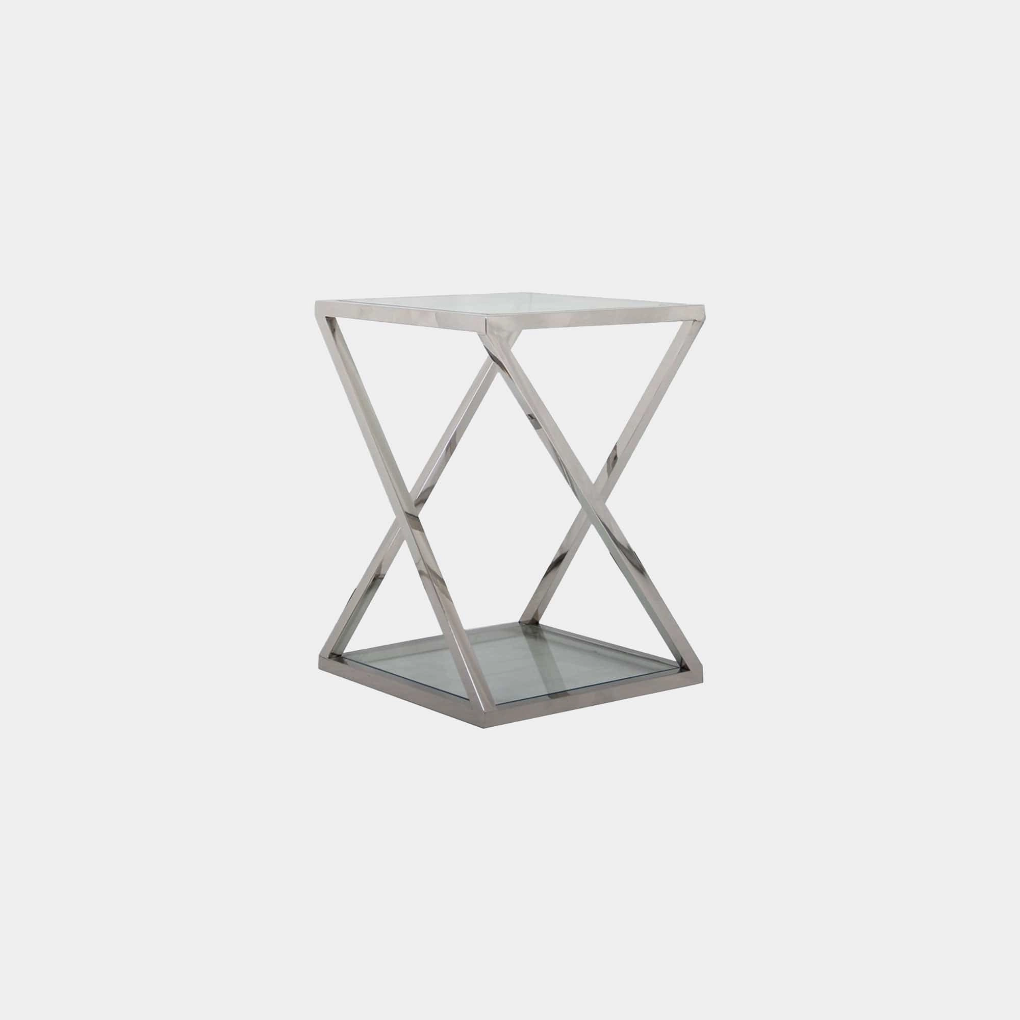 Trento - Plant Table In Clear Glass & Stainless Steel Frame