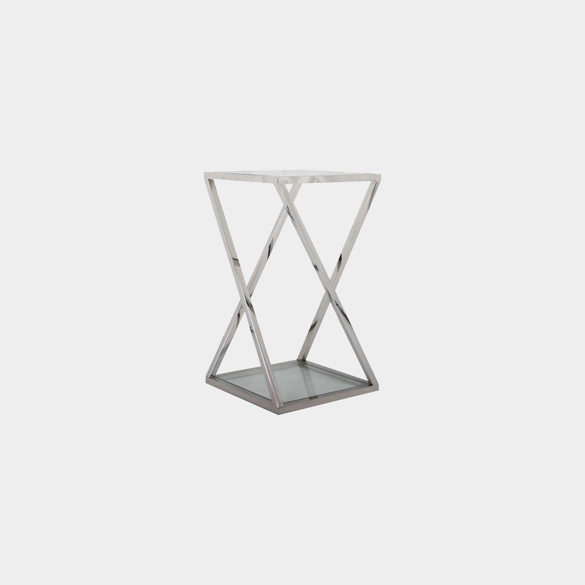 Trento - Plant Table In Clear Glass & Stainless Steel Frameoutdoor side table for patio furniture