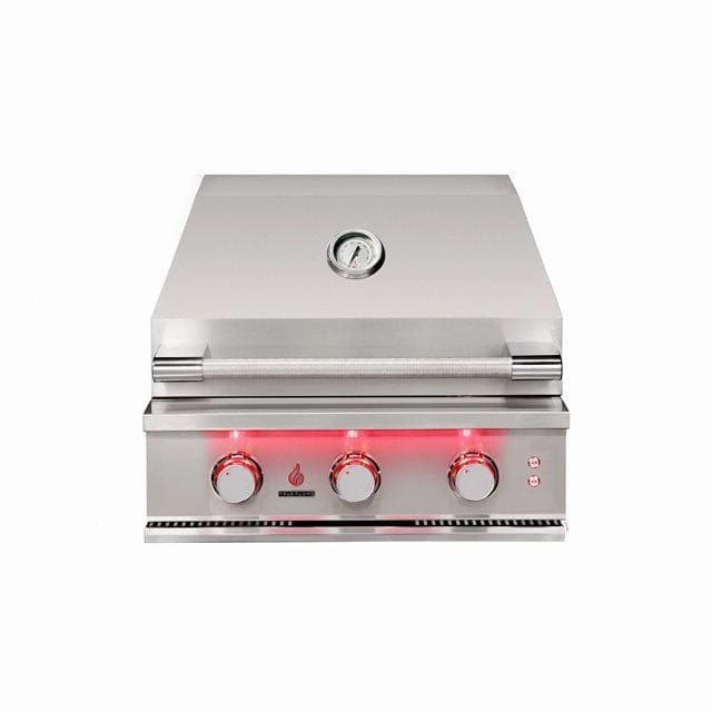 TrueFlame 25" 3 Burner Built-In Gas Grill TF25 stainless steel BBQ grill with side table