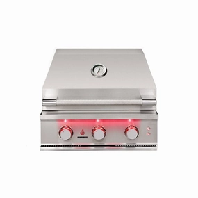 TrueFlame 25" 3 Burner Built-In Gas Grill TF25 stainless steel BBQ grill with side table