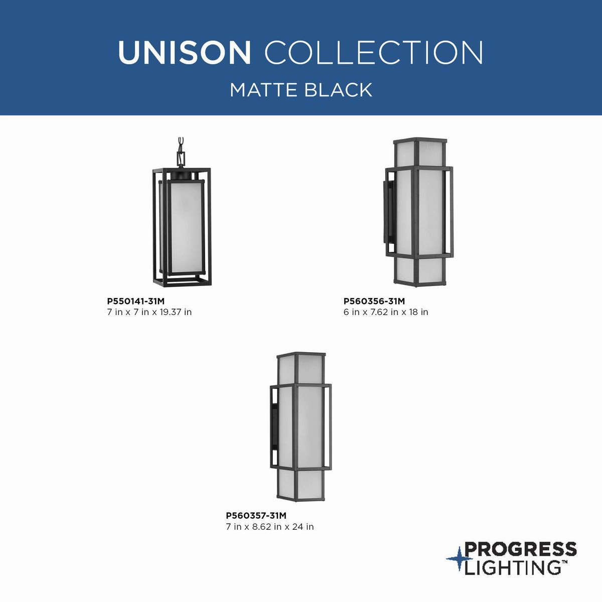 Unison Two Light Outdoor Wall Lantern Matte Black