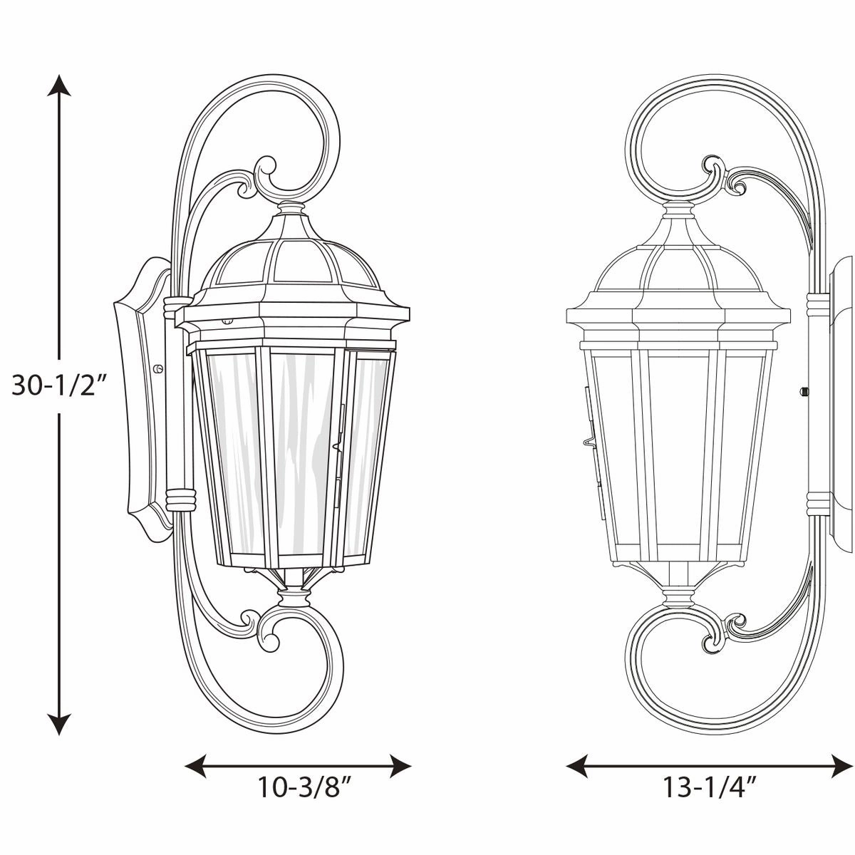 Verdae Three Light Large Wall Lantern Black