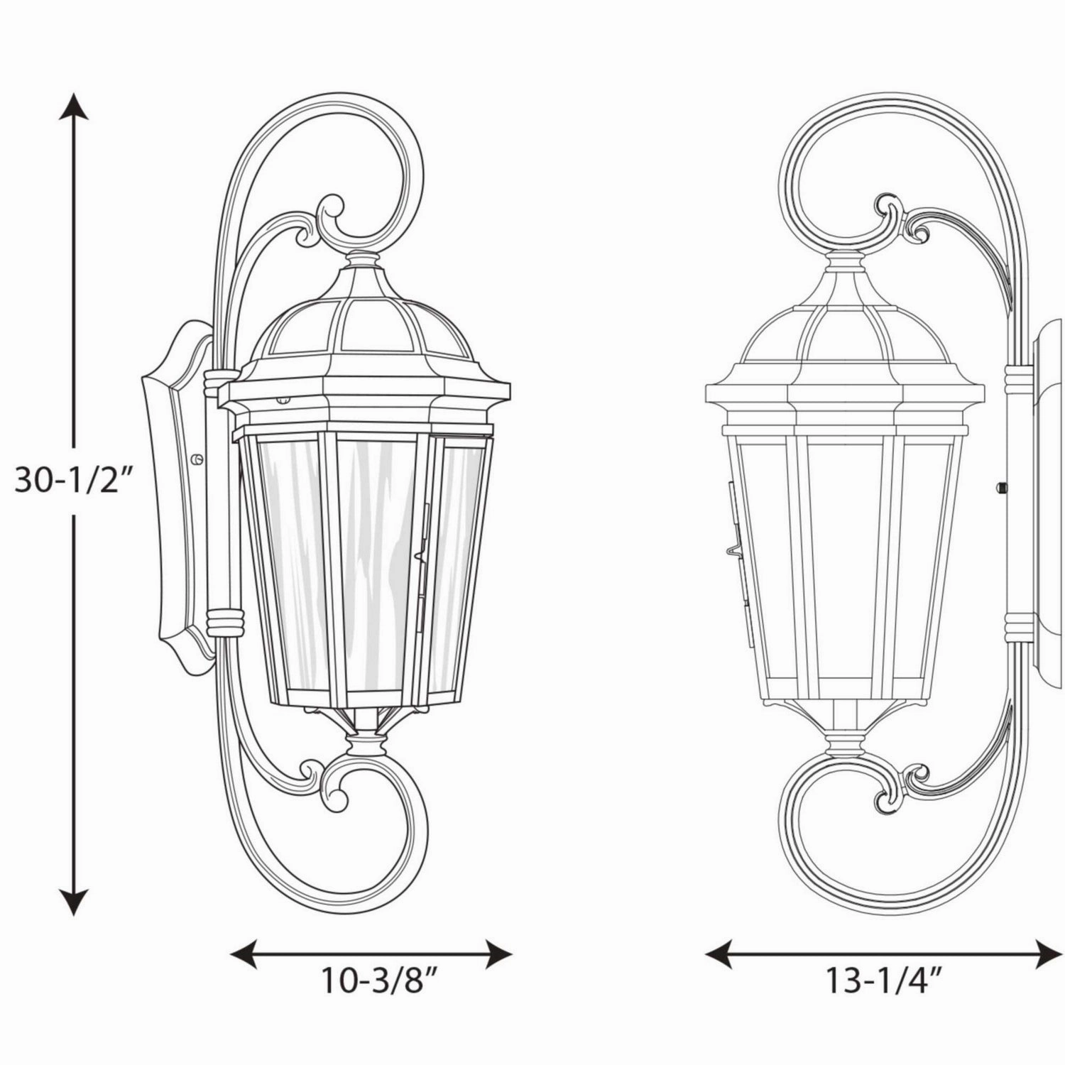 Verdae Three Light Large Wall Lantern Black
