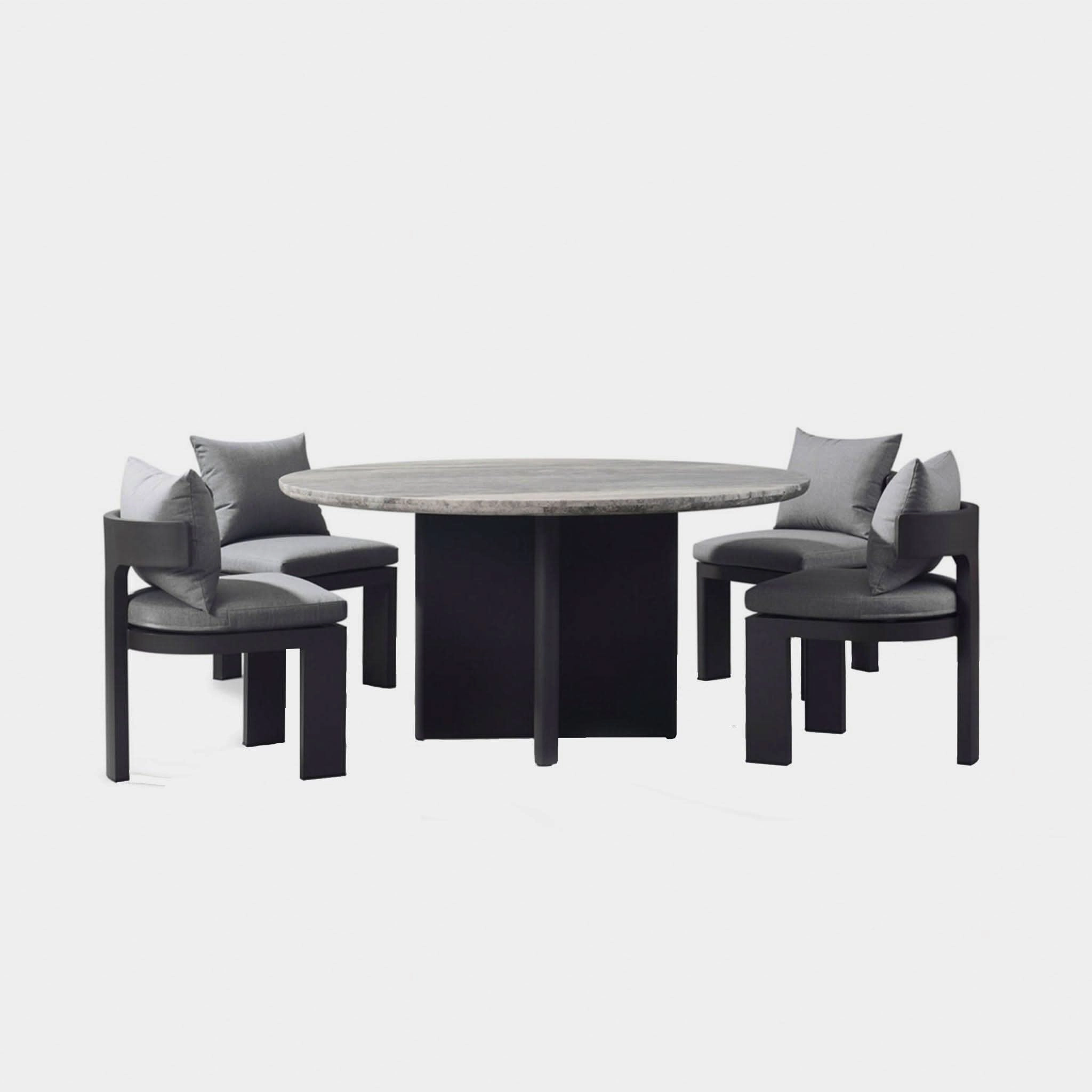 Victoria Aluminum Stone Round Dining Table 60"