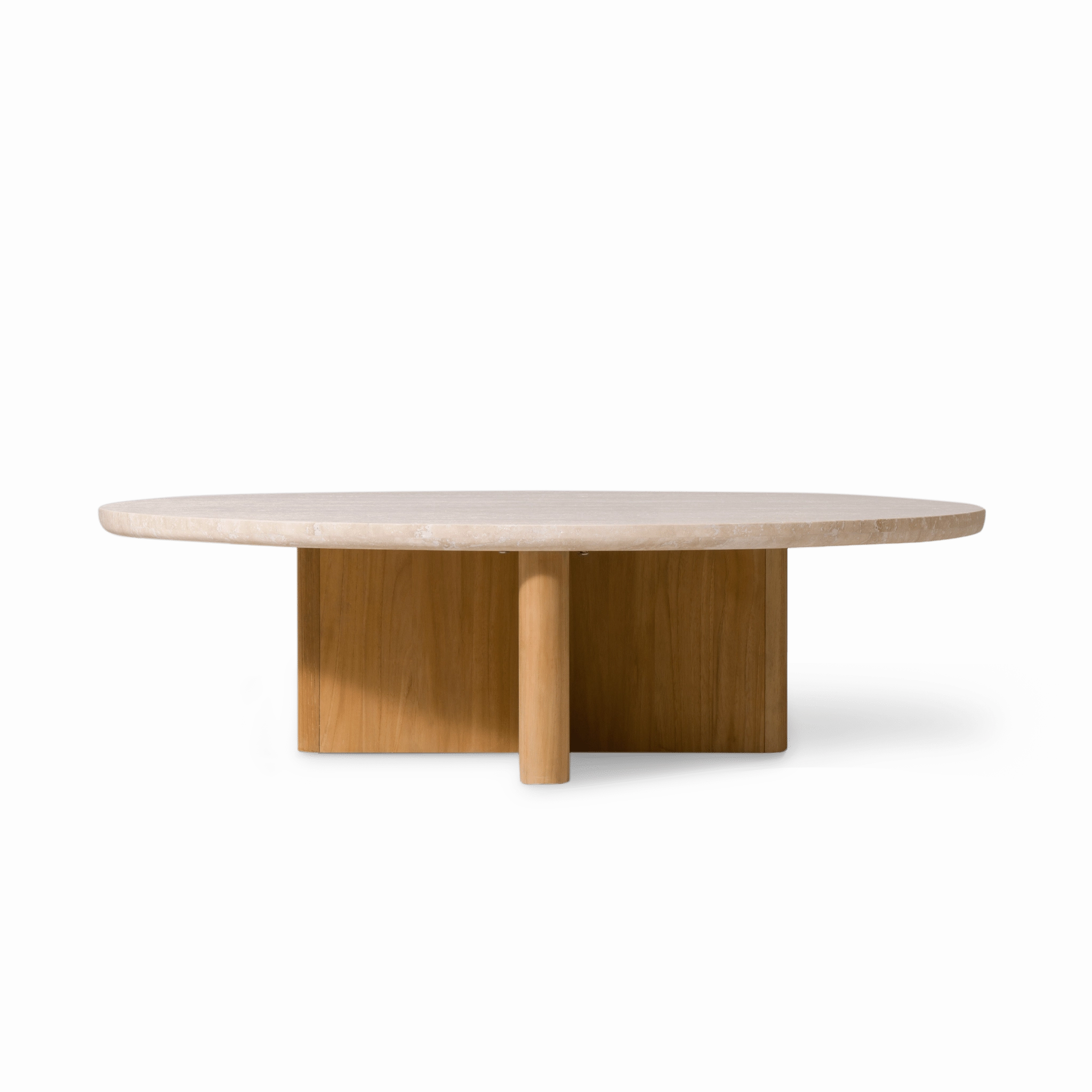 Victoria Teak Oval Stone Coffee Table