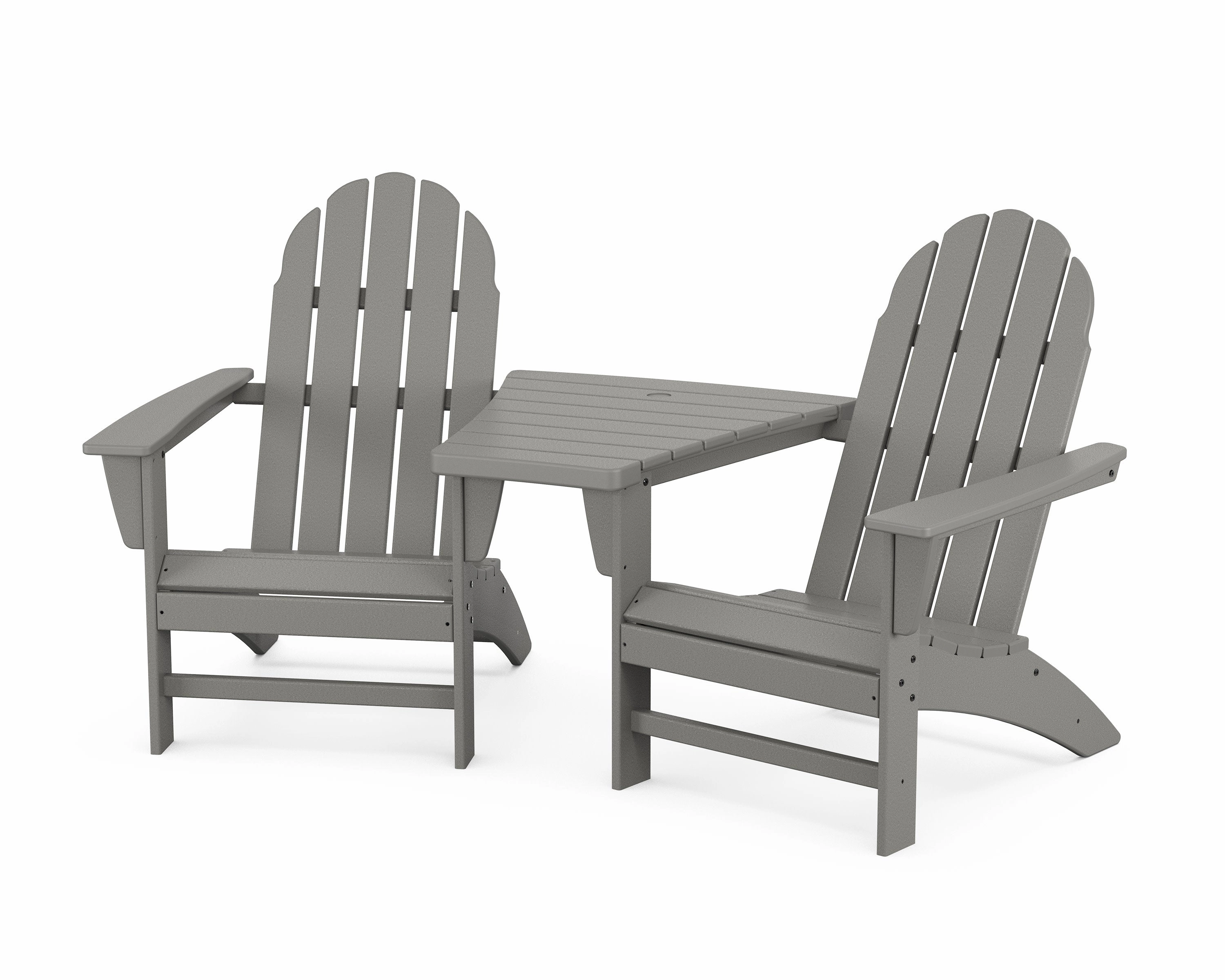 Vineyard 3-Piece Adirondack Set with Angled Connecting Tableoutdoor patio dining furniture set