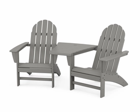 Vineyard 3-Piece Adirondack Set with Angled Connecting Tableoutdoor patio dining furniture set